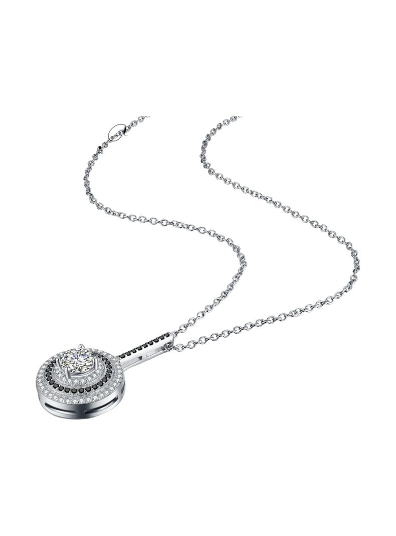 Collar de Acero Con Colgante Deslizante y Circones-1