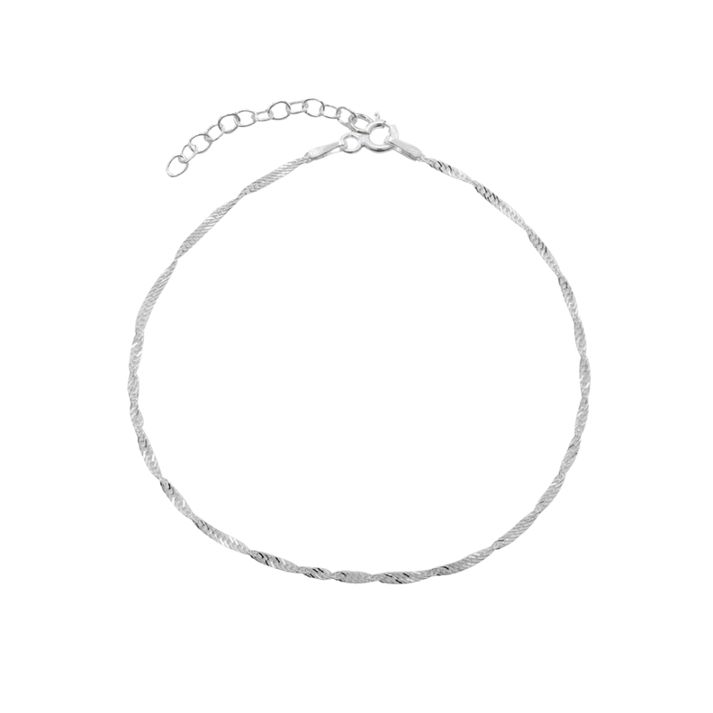 Pulsera De Plata Cadena Singapur-0