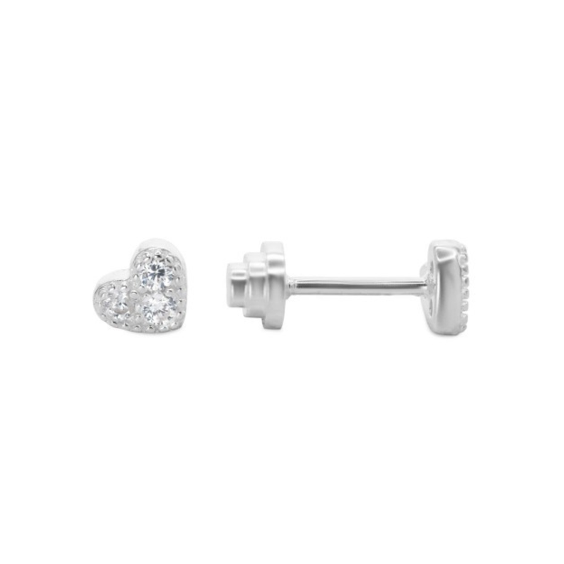 Aros de Plata Piercing de Tope con Diseño Corazón Circones-0