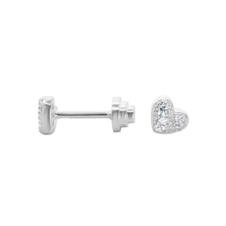 Aros de Plata Piercing de Tope con Diseño Corazón Circones-1