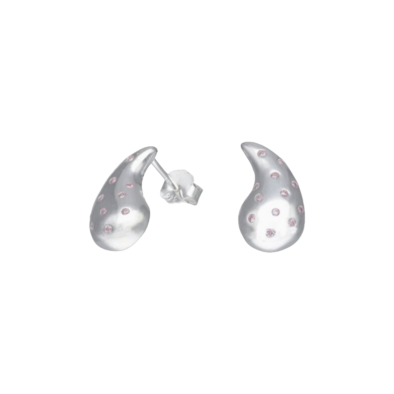 Aros de Plata Gota Con Circones Rosa Francia