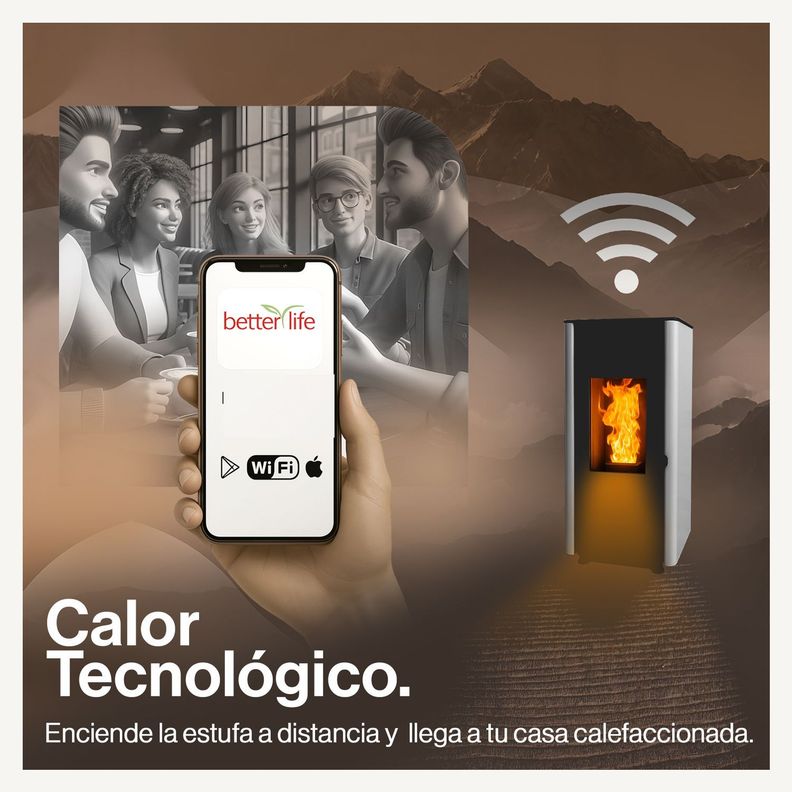 Estufa Pellet 9,5 Kw 160 M2 Wifi + Kit De Instalación-4