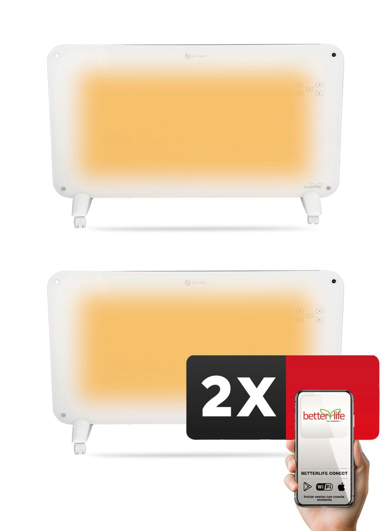 Calefactor Eléctrico Mural De Cristal 2 UNIDADES 2000W WiFi-0