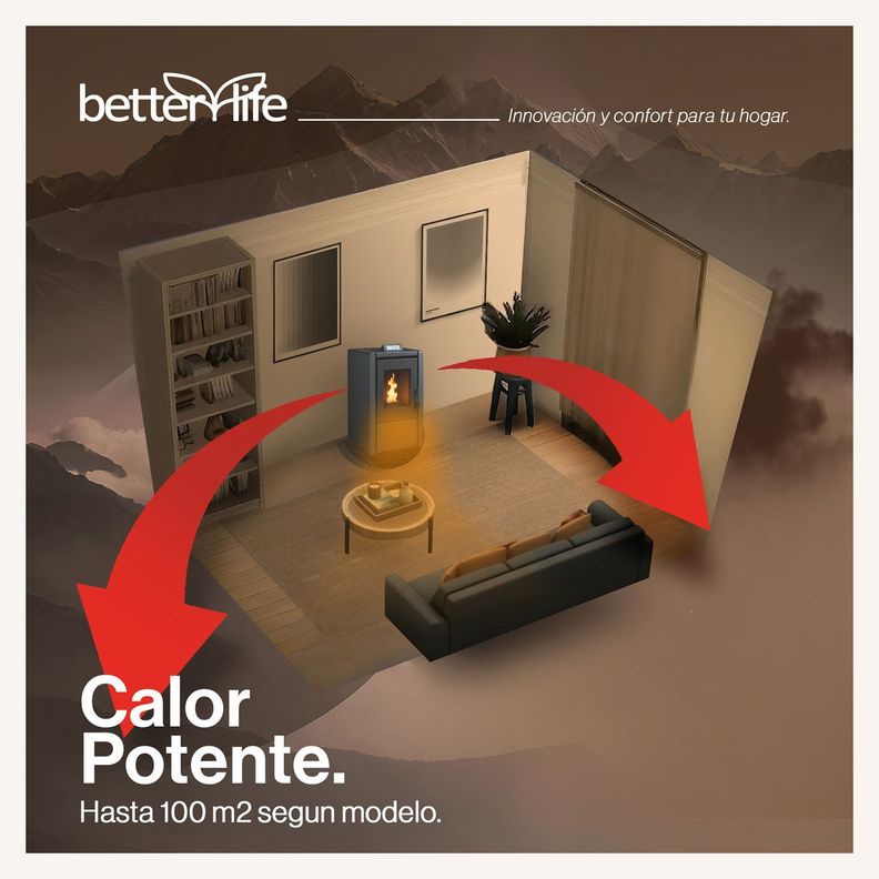 Estufa Pellet 6,2 Kw 100 M2 Wifi + Kit De Instalación-1