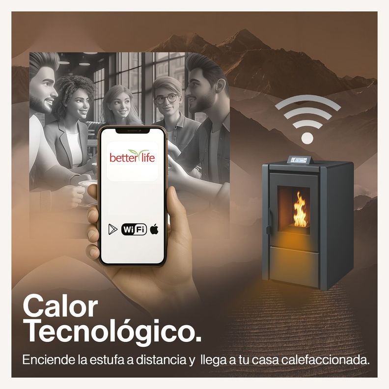 Estufa Pellet 6,2 Kw 100 M2 Wifi + Kit De Instalación-4