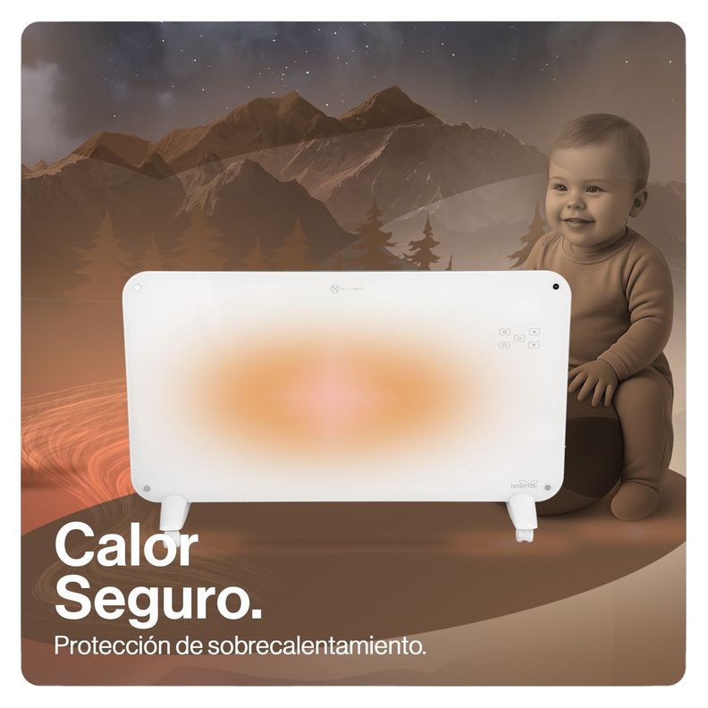 Calefactor Mural De Cristal Wi-Fi 2000W Betterlife BLCV2000W-2