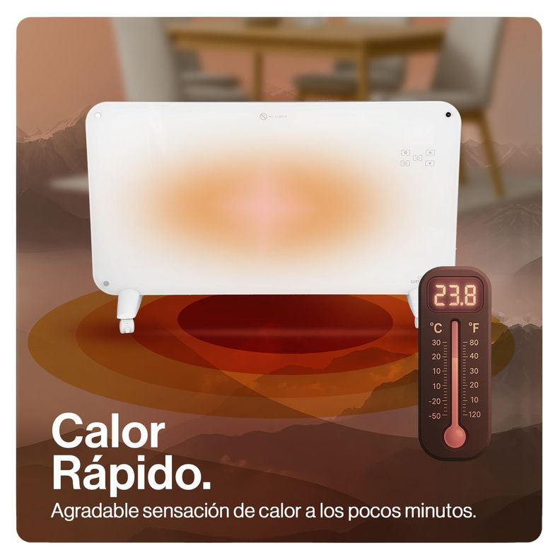 Calefactor Mural De Cristal Wi-Fi 2000W Betterlife BLCV2000W-3