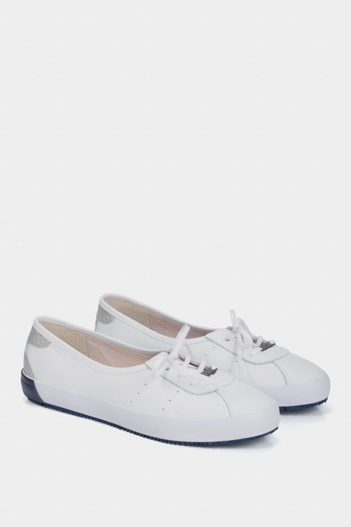 Tenis planos atenas de cuero para mujer casual blanco VÉLEZ