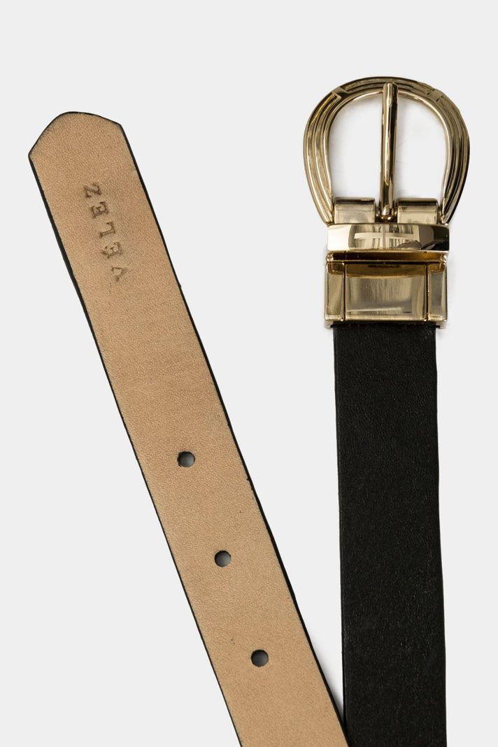 Vélez Cinturón Doble Faz Jaspe Cuero Mujer Básico Negro