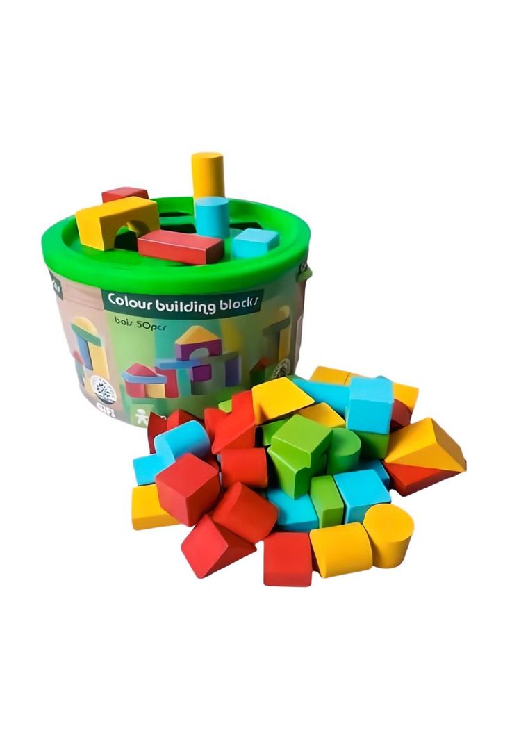 Balde Con Figuras Geométricas De Madera 50 Piezas PB-B2-1