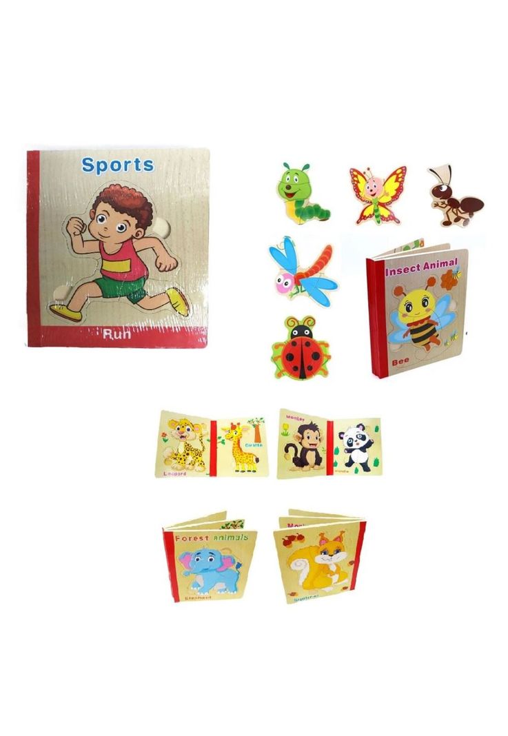 Libro de madera formato Puzzle de insectos caricatura PB-C3-1