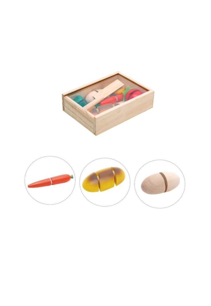 Caja de frutas y verduras de madera con velcro c/tabla 8 pzs PB-C3