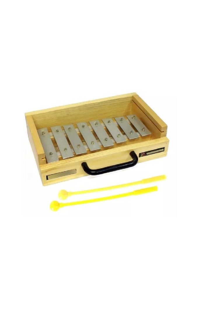 Metalófono 8 Teclas Cromado Caja Madera  Tipo Maleta PA-G3-E4-0