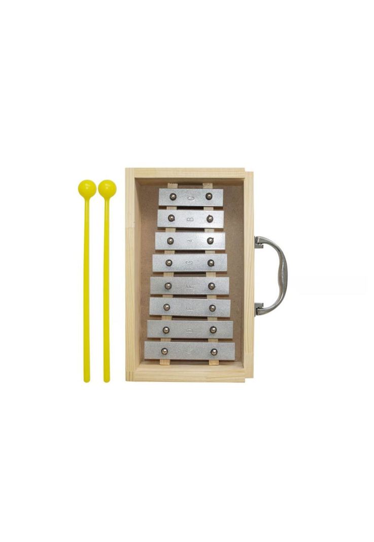 Metalófono 8 Teclas Cromado Caja Madera  Tipo Maleta PA-G3-E4-2