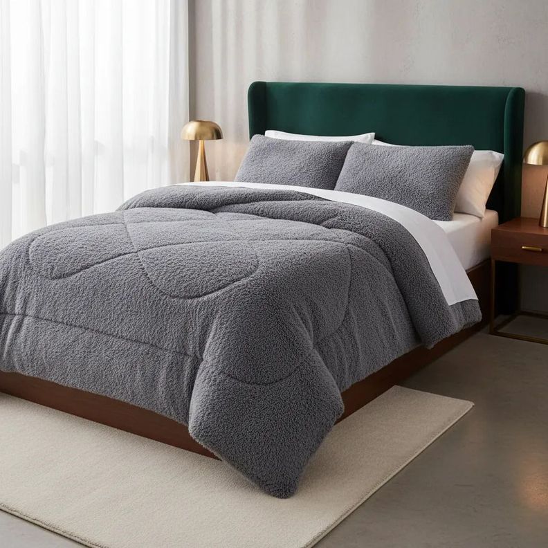 Plumon De Invierno Peludos Con Chiporro 2 Gris Peudo