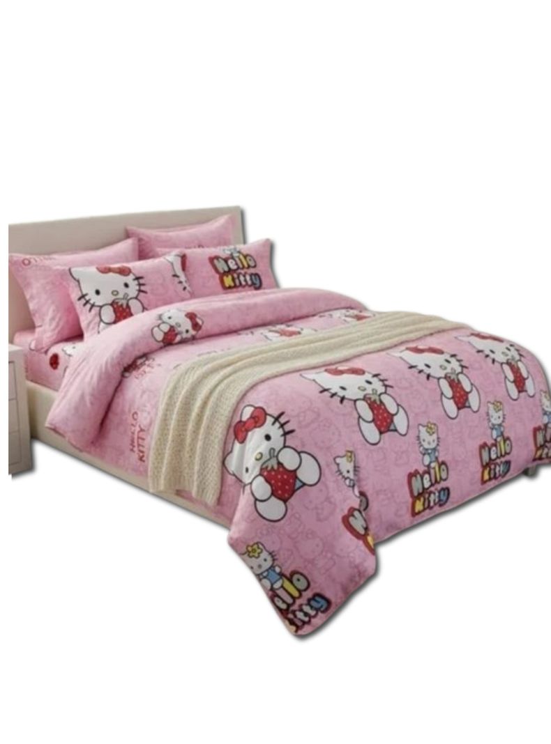 CUBRECAMA DE NIÑA PLAZA Y MEDIA ROSA KITTY QUILT VERANO ALONSO