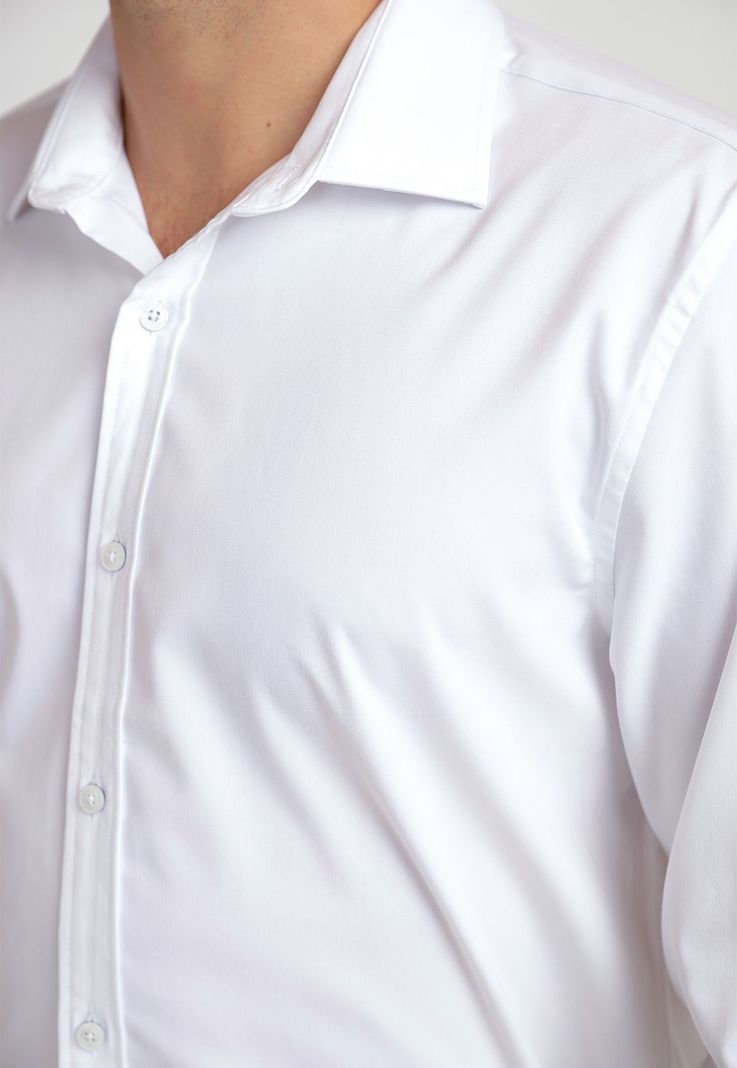 Camisa De Hombre Formal Liso Blanco-2