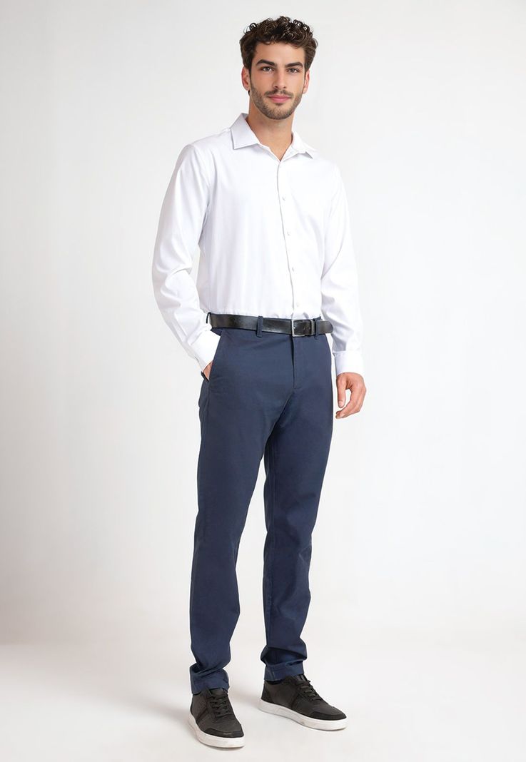 Camisa De Hombre Formal Liso Blanco-3