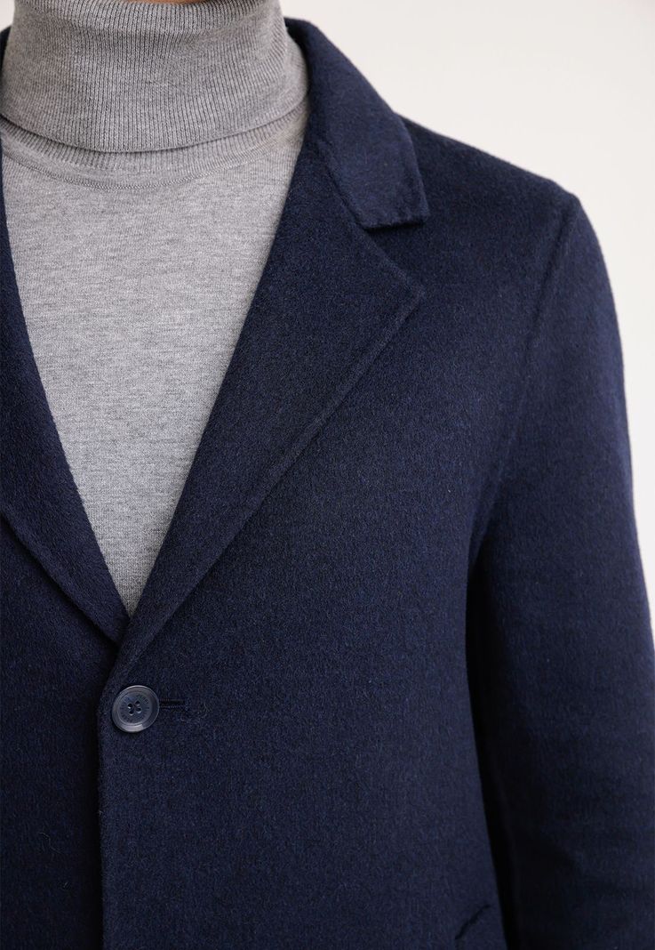 Abrigo Hombre Lana Liso Navy-2