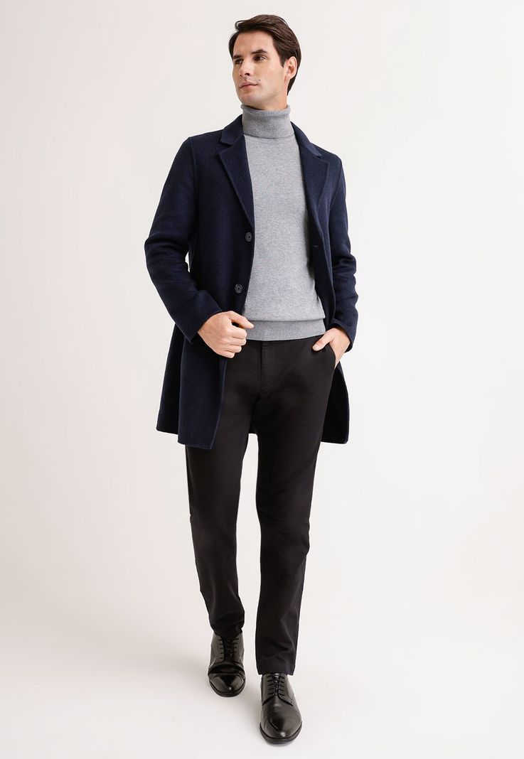 Abrigo Hombre Lana Liso Navy-3