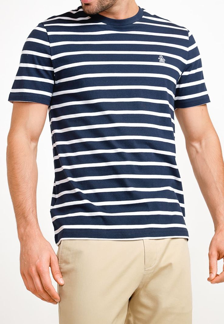 Polera De Hombre Algodón Orgánico Rayas Navy-0
