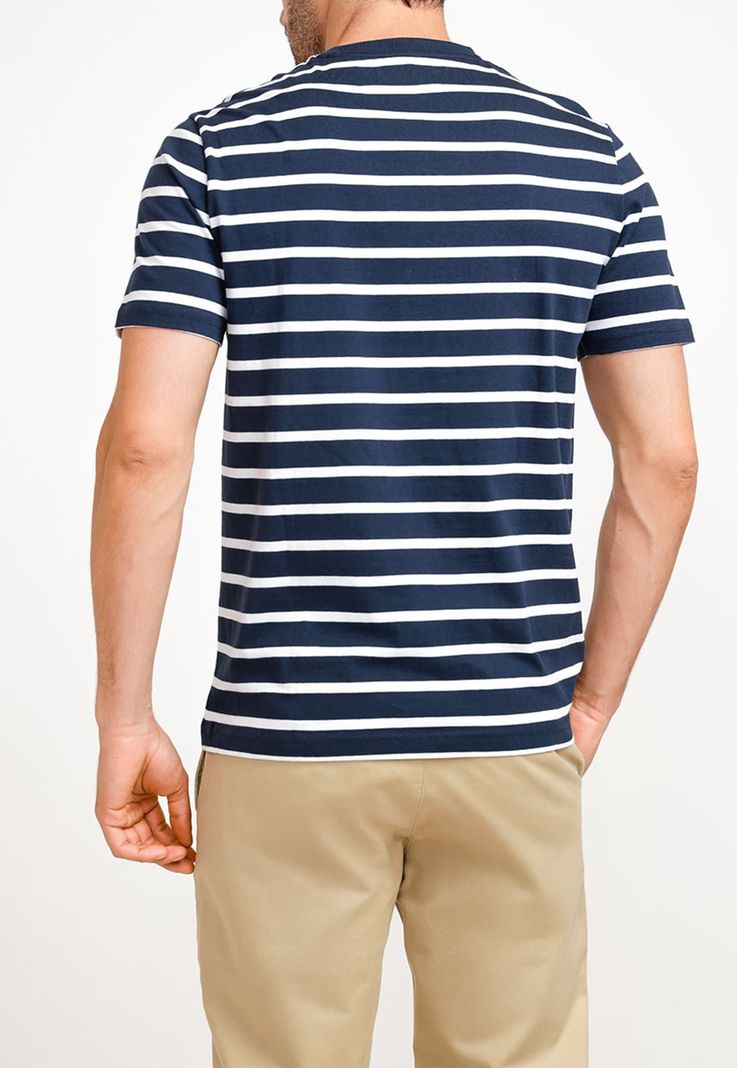 Polera De Hombre Algodón Orgánico Rayas Navy-1