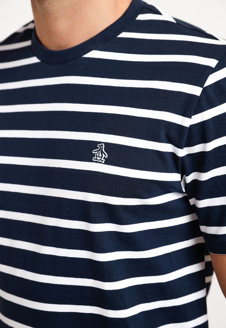 Polera De Hombre Algodón Orgánico Rayas Navy-2