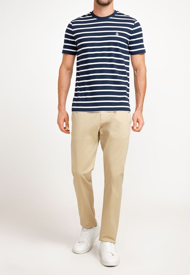 Polera De Hombre Algodón Orgánico Rayas Navy-3