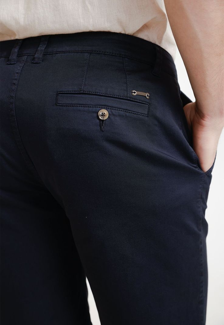Bermuda Hombre Algodón Liso Slim Valerio Azul Marino-2