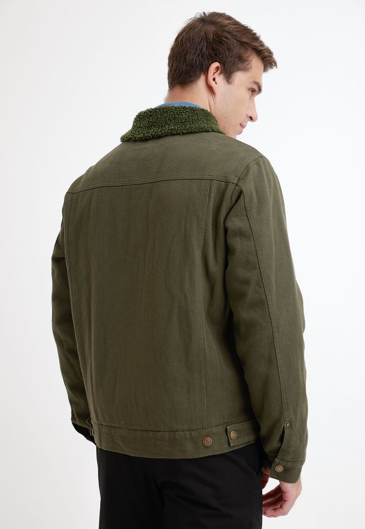 Chaqueta Denim Hombre Algodón Liso Slim Tifón Verde-1