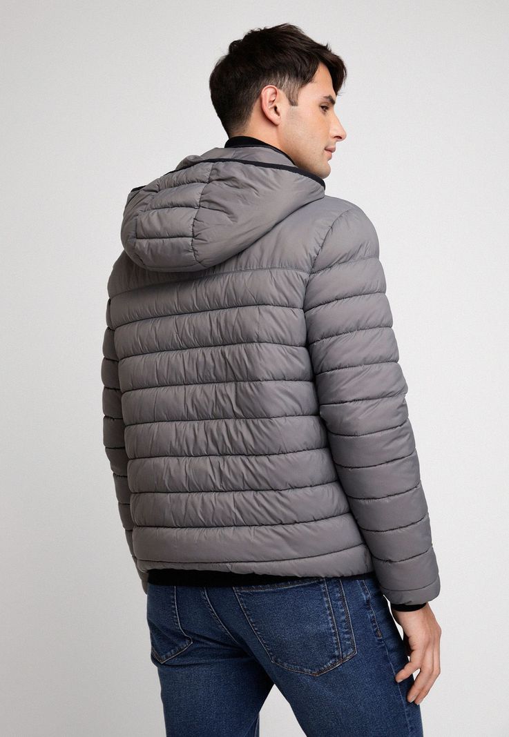 Parka Hombre Manga Larga Acolchada Gris-1