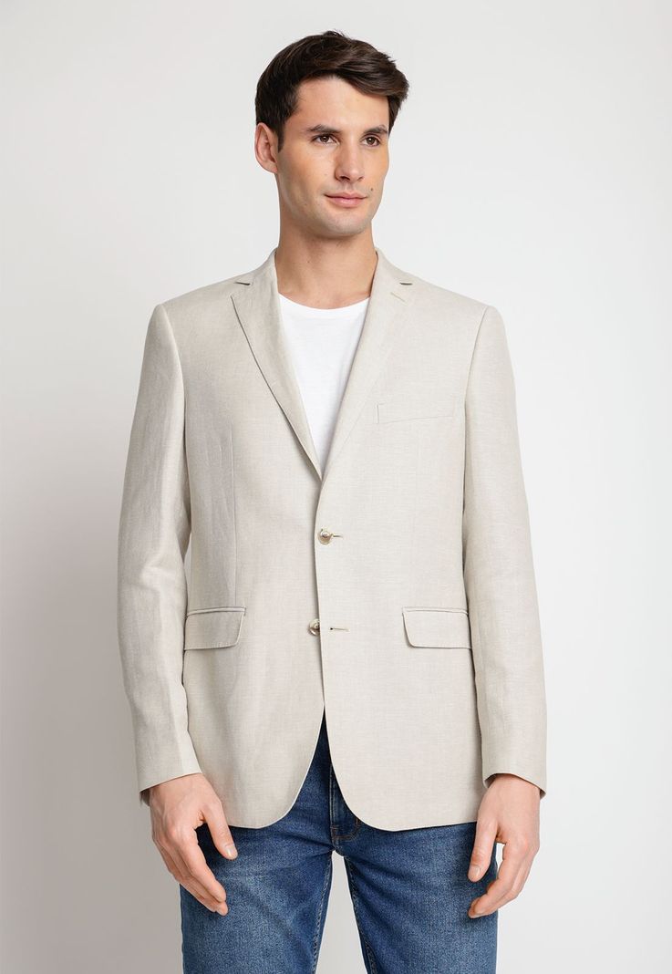 Chaqueta Hombre Casual Lino Natural-0