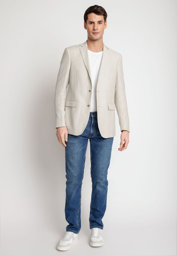 Chaqueta Hombre Casual Lino Natural-3
