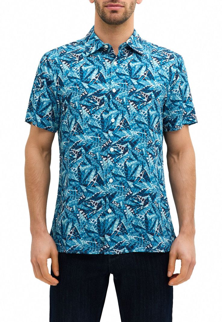 Camisa Estampada Turquesa Ultra Soft