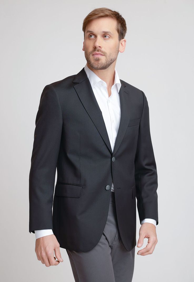 Chaqueta Formal Hombre Lana S100'S Liso Slim Mix&Color Negro-0