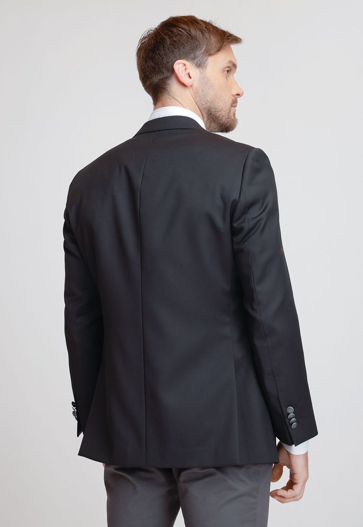 Chaqueta Formal Hombre Lana S100'S Liso Slim Mix&Color Negro-1