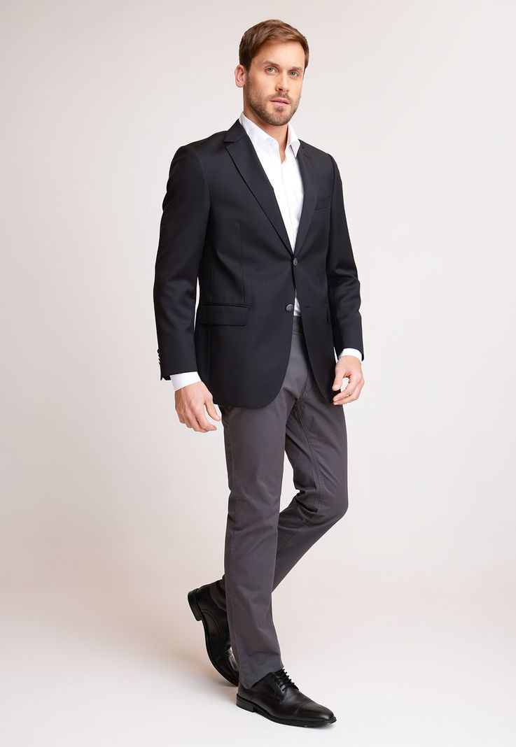 Chaqueta Formal Hombre Lana S100'S Liso Slim Mix&Color Negro-3
