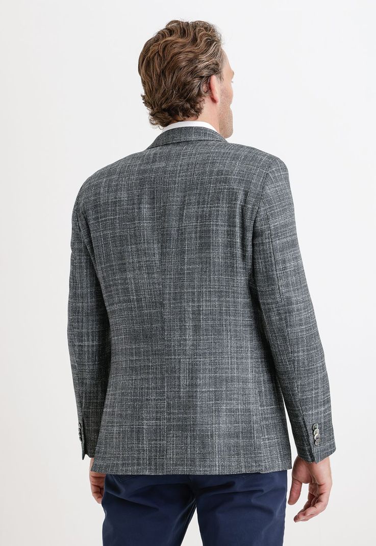Chaqueta Formal Hombre Mezcla Lana Seda Fantasía Slim Sartorial Verde-1