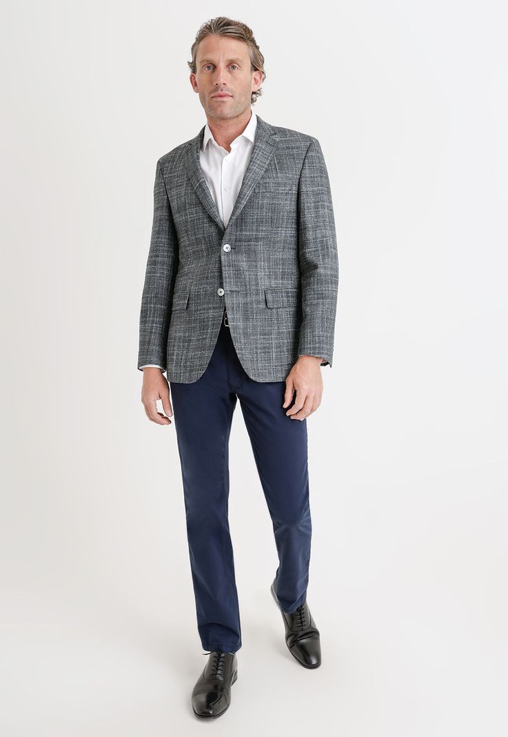 Chaqueta Formal Hombre Mezcla Lana Seda Fantasía Slim Sartorial Verde-3