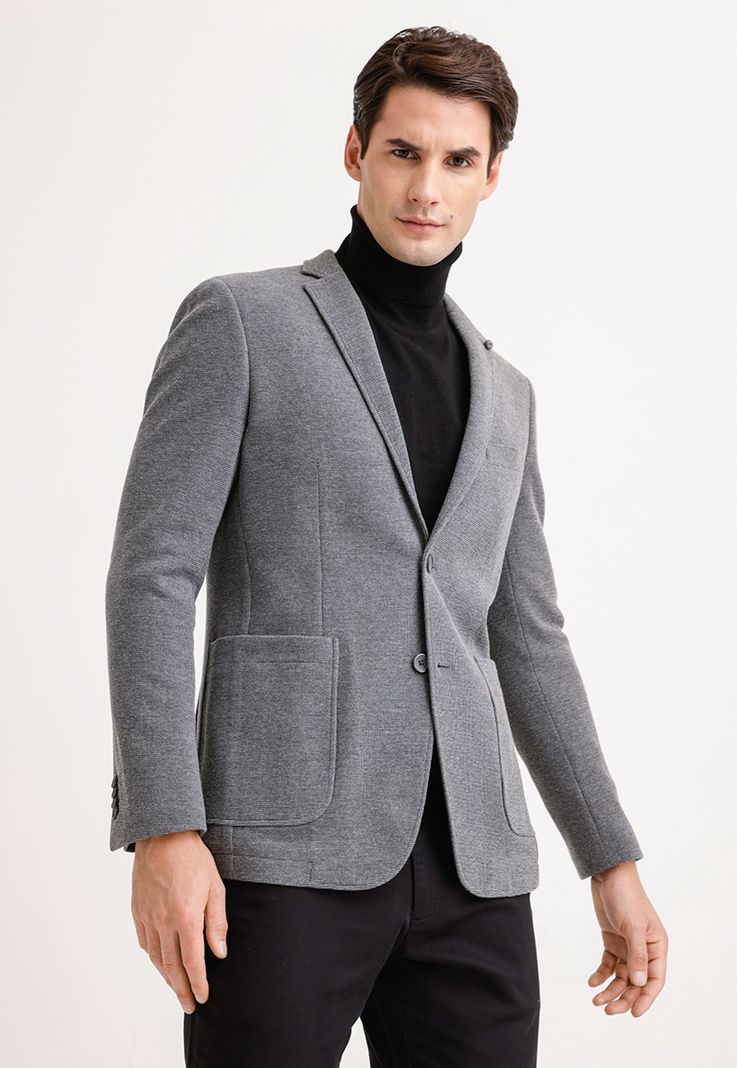 Chaqueta Hombre Casual Knit Gris-0