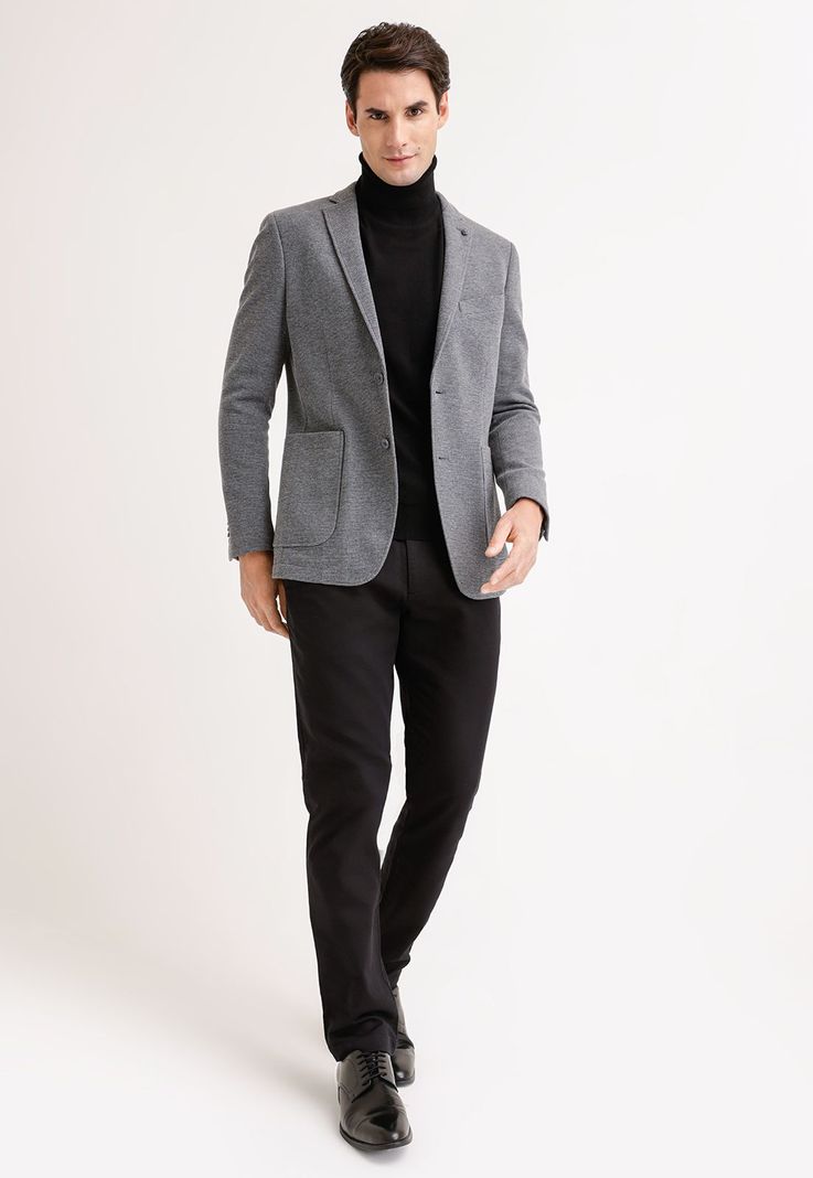Chaqueta Hombre Casual Knit Gris-3