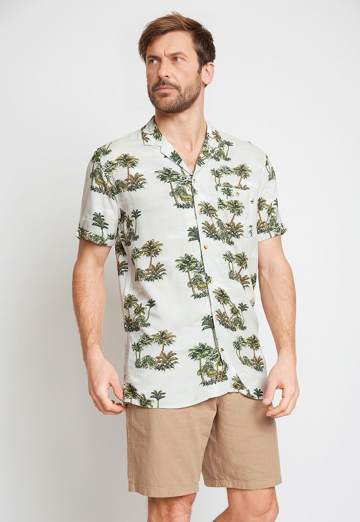 Camisa Hombre  Viscosa Estampada Relajado Baltazar Verde Agua-0