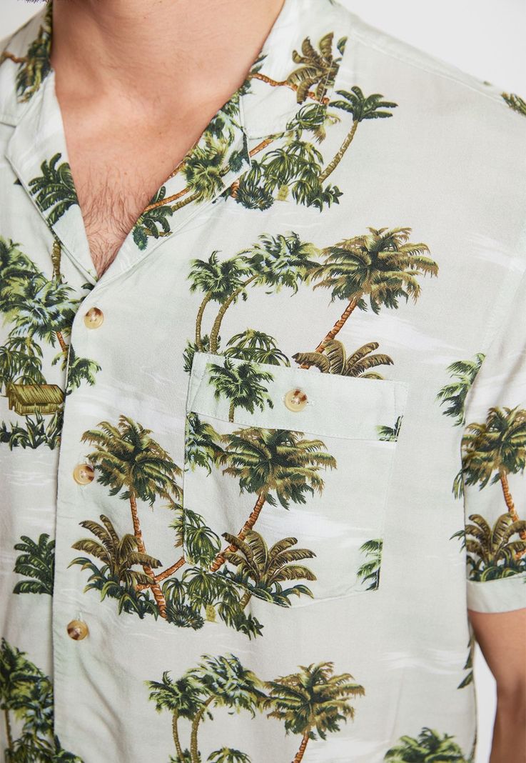 Camisa Hombre  Viscosa Estampada Relajado Baltazar Verde Agua-2