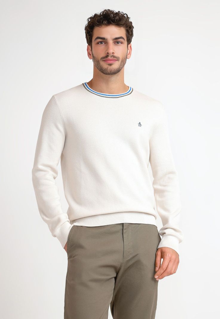 Tejido Hombre Algodón Cuello Redondo Beige-0