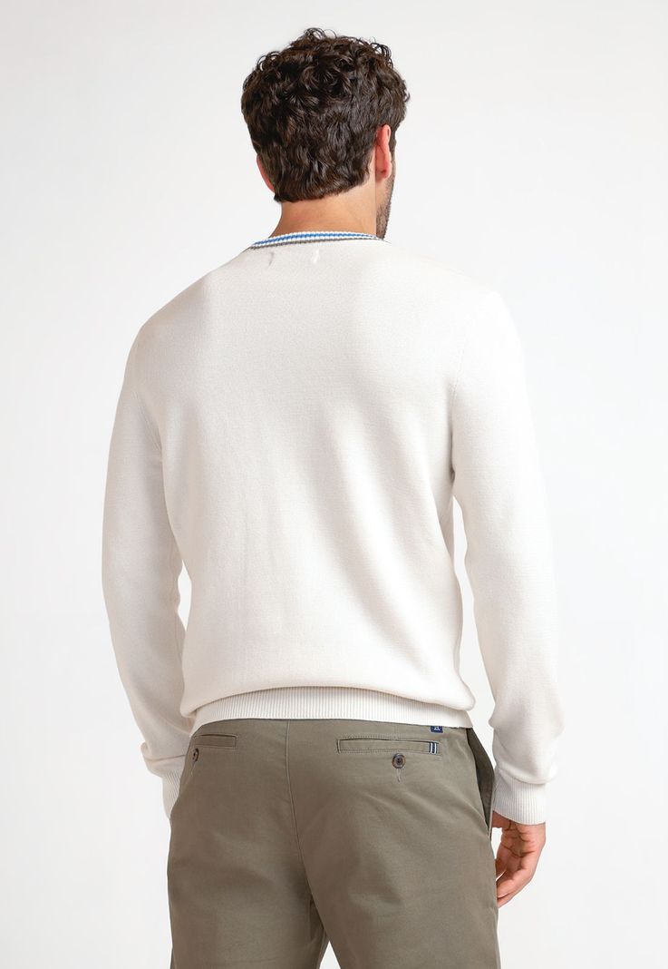Tejido Hombre Algodón Cuello Redondo Beige-1