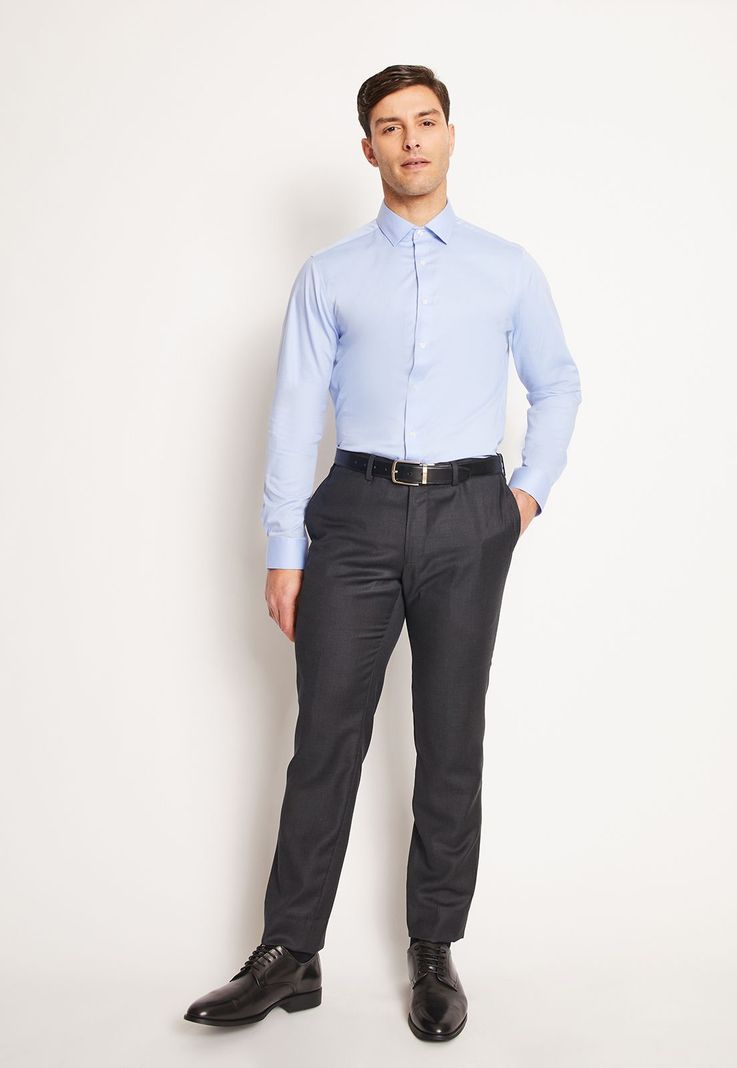Camisa Formal Hombre Wrinkle Free (Evita Arrugas) Celeste-2