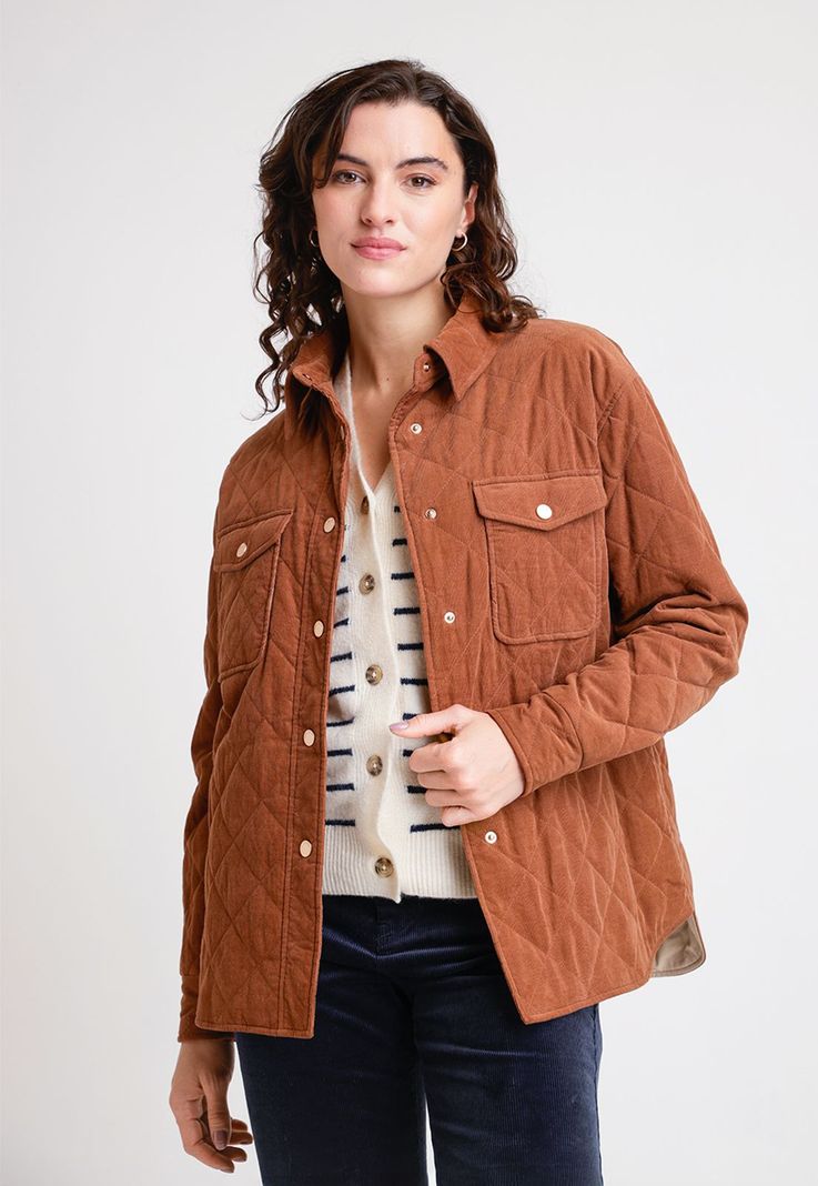 Chaqueta de Mujer Modelo Suki Cotelé Color Tabaco-0