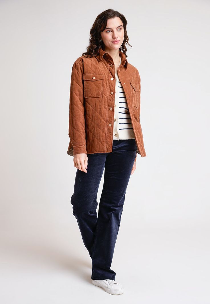 Chaqueta de Mujer Modelo Suki Cotelé Color Tabaco-3