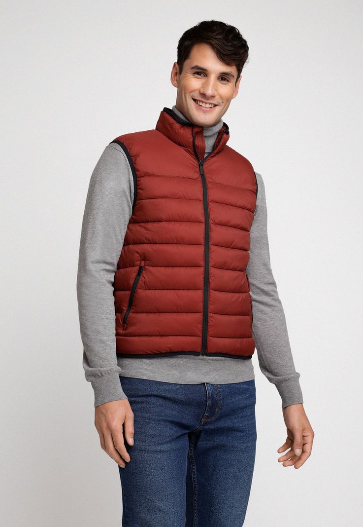 Parka Hombre Sin Mangas Acolchada Ladrillo-0