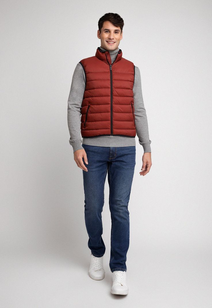 Parka Hombre Sin Mangas Acolchada Ladrillo-3